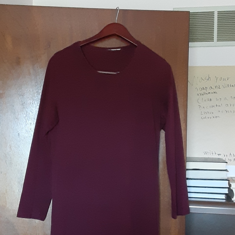 Burgundy | long tunic | open sides | 56" long | L
